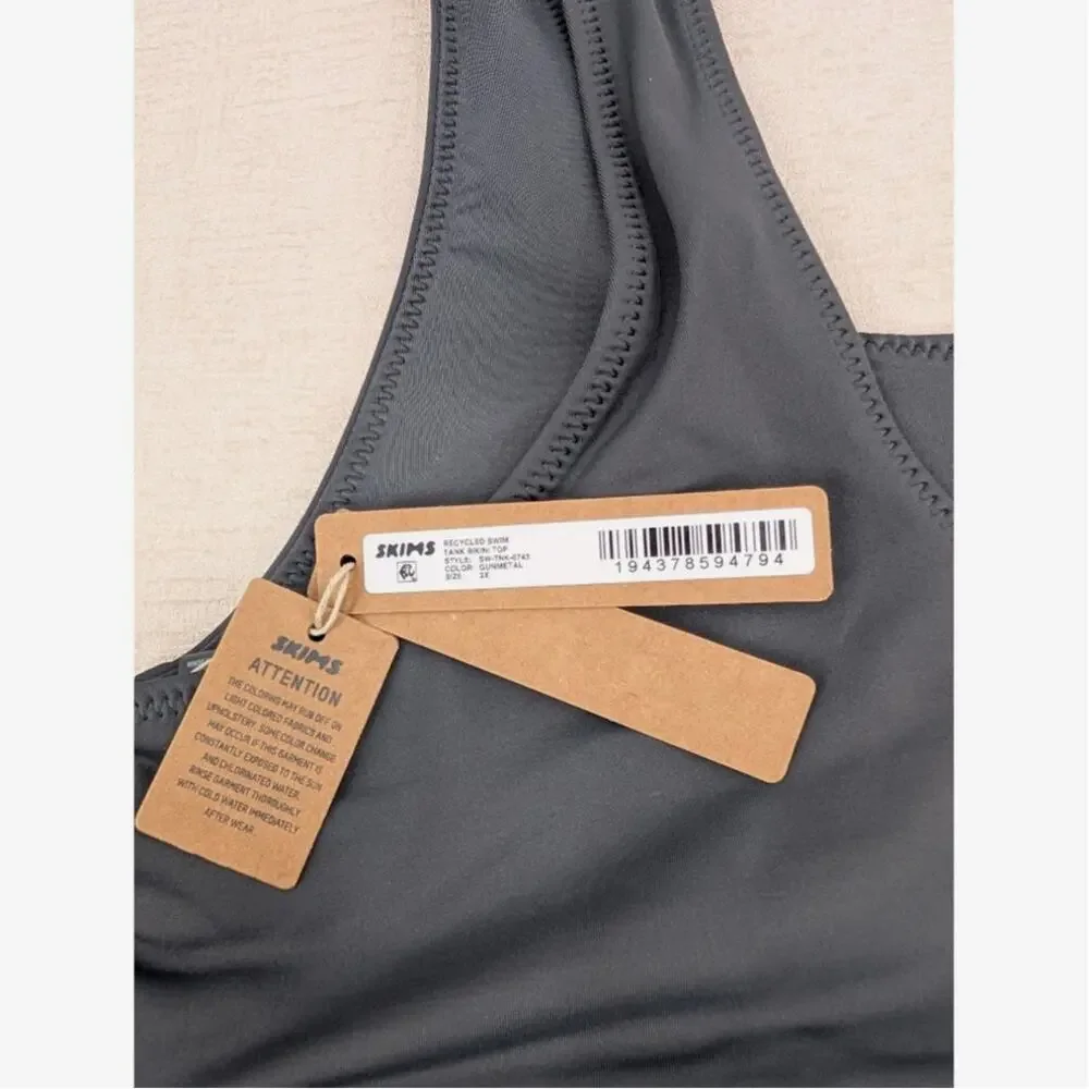 SKIMS Swim Bikini Tank Top 2X Gunmetal Bikini Sporty Beach